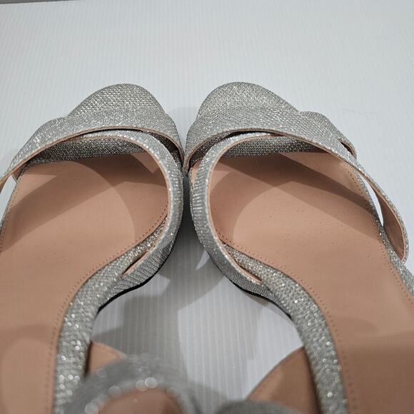 NEW Cole Haan Riannon Platform Heel Womens 10 Silver Glitter Block Heel Evening - Picture 11 of 14